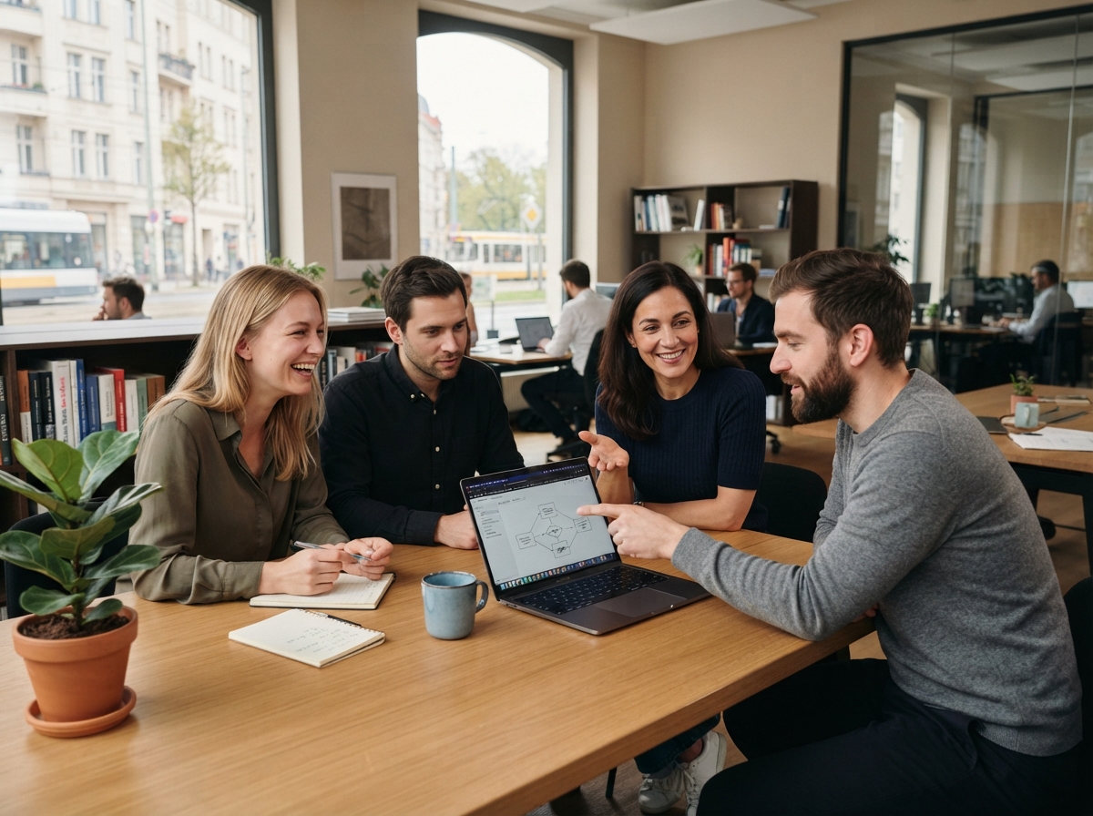 Zhondamulo Analyseteam bei der Modellprüfung im Büro